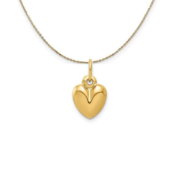 14k Yellow Gold Puffed Heart (8mm) Necklace - 24 Inch